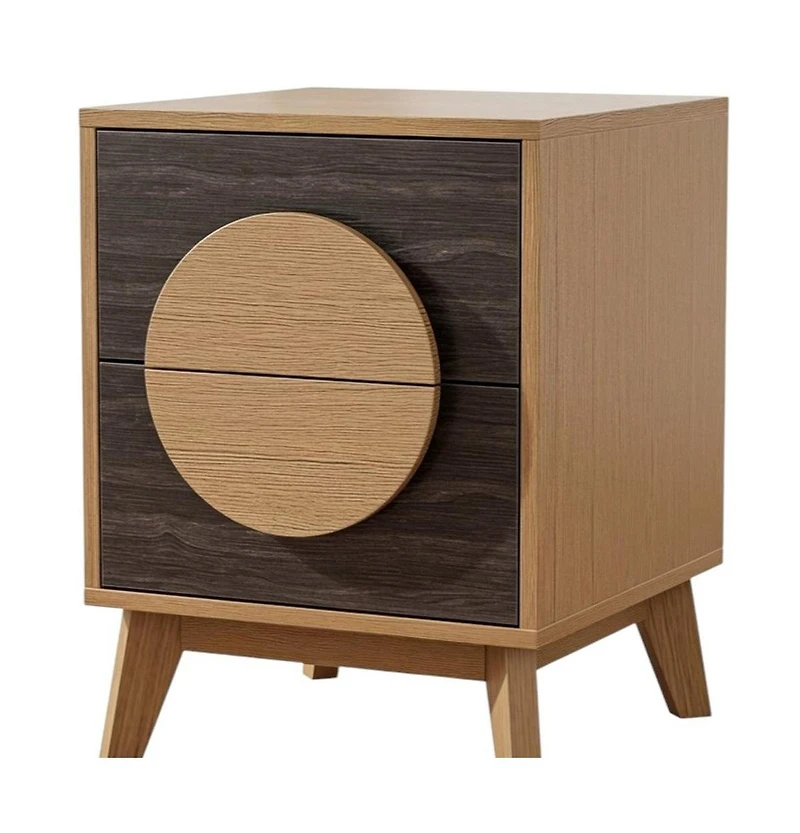 HomeRoots Set of Two 21" Solid Wood Square Two Drawer Nightstands