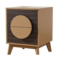 HomeRoots Set of Two 21" Solid Wood Square Two Drawer Nightstands