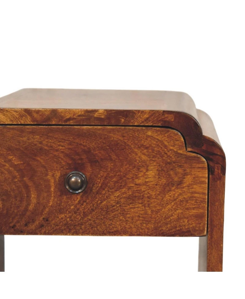 HomeRoots 16" Chestnut Solid Wood One Drawer Scallop Edge Nightstand