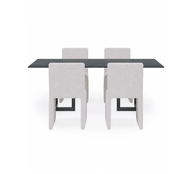Furniture Emila 5-Pc. Dining Set (Rectangular Table & 4 Upholstered Chairs