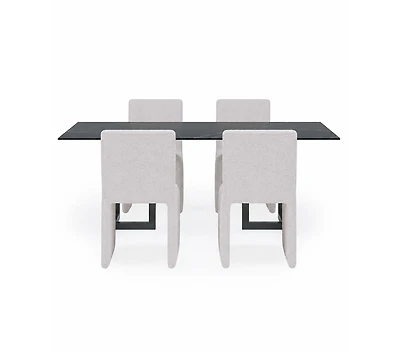 Furniture Emila 5-Pc. Dining Set (Rectangular Table & 4 Upholstered Chairs
