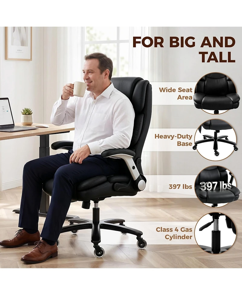 Homcom 400LBS Office Chair with Airbag Lumbar Support, Desk