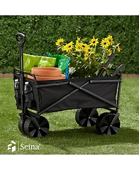 Seina 150lb Capacity Collapsible Steel Frame Outdoor Utility Wagon Cart