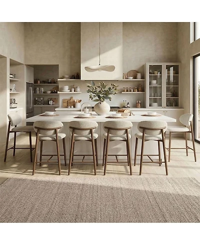 Maison Boucle Set of 6 25.5" Counter Height Stools with Back for Kitchen Island