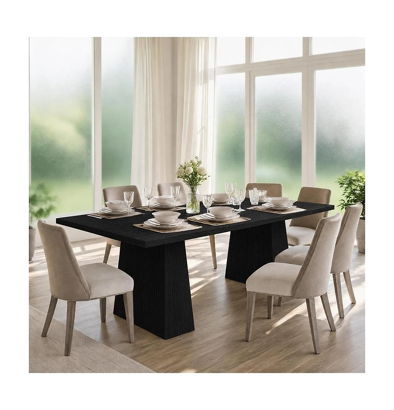 Farmhouse 71 Inch Dining Table for 6 to 8, Heavy Duty Legs, Widened Desktop, Multi Purpose Wooden Home Office Living Room
