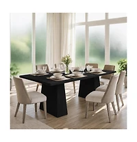 Farmhouse 71 Inch Dining Table for 6 to 8, Heavy Duty Legs, Widened Desktop, Multi Purpose Wooden Home Office Living Room