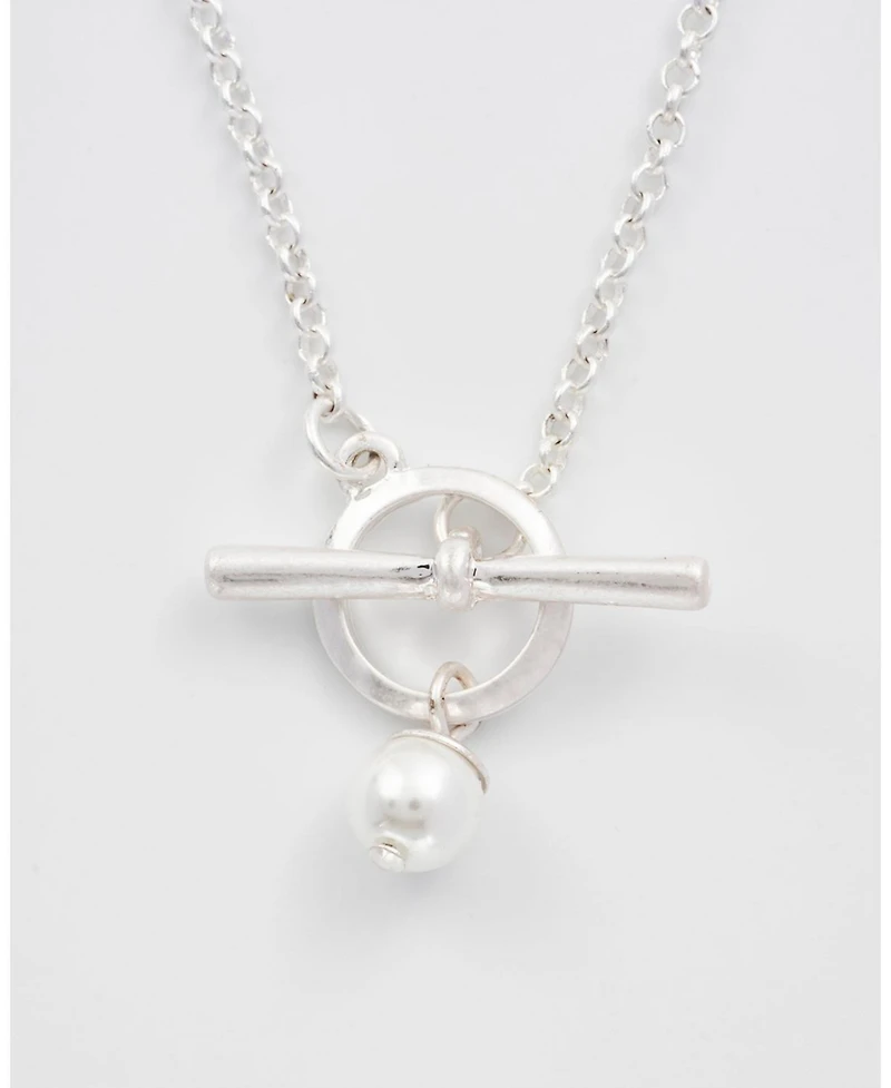Fable England Pansy and Pearl Toggle Necklace