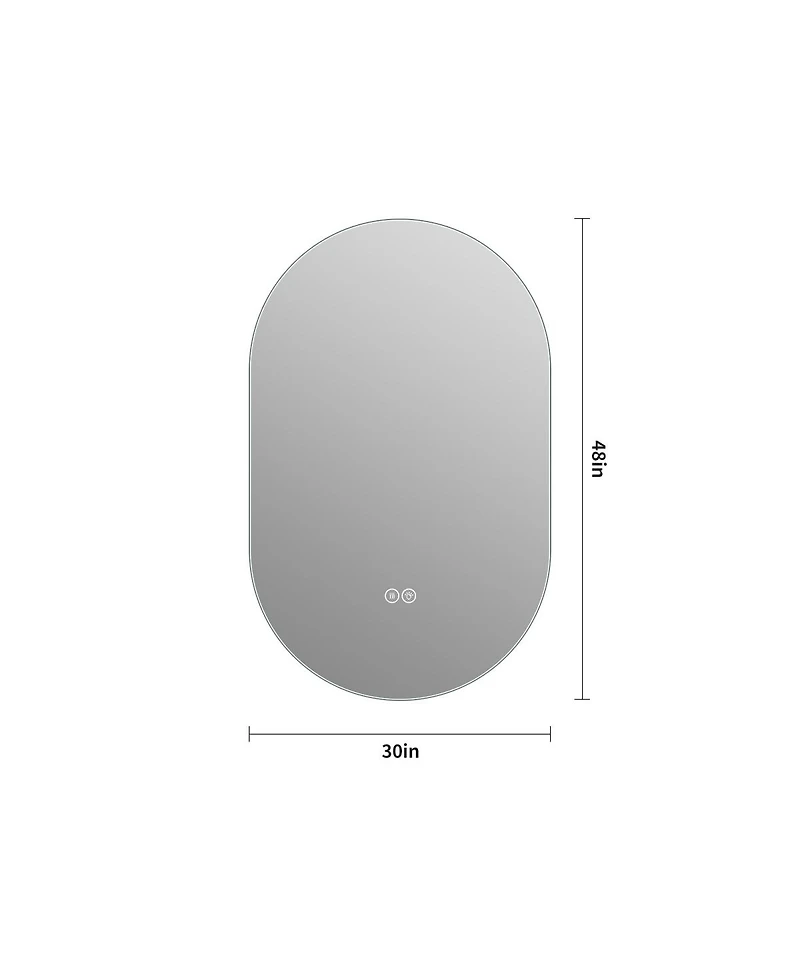 Laoties 48" x Oval Wall-Mounted Led Touch Bathroom Mirror, Anti-Fog Vanity Mirror for Home or Barber Shop