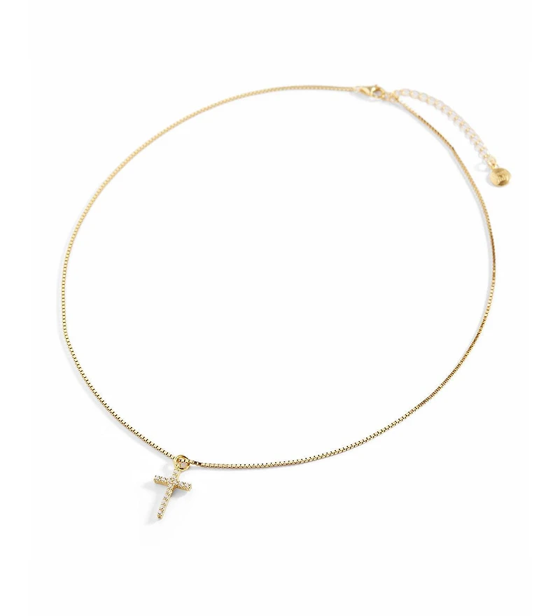 Mint & Lily Pave Cross Necklace in 18k Gold Plated Sterling Silver
