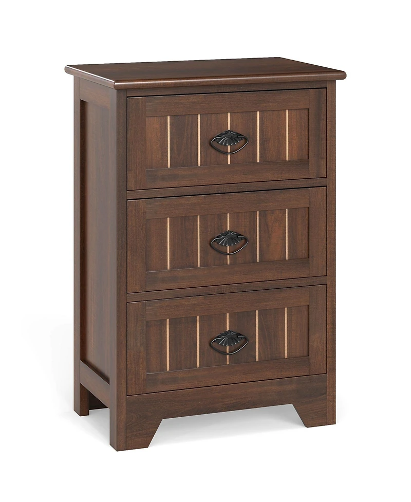 Slickblue 3 Drawer Wood Nightstand with Storage Bedside End Table for Bedroom