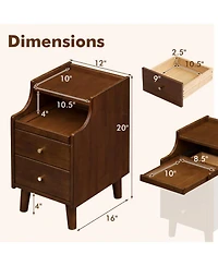 Slickblue Wood Nightstand with Drawers and Solid Wood Legs for Bedroom