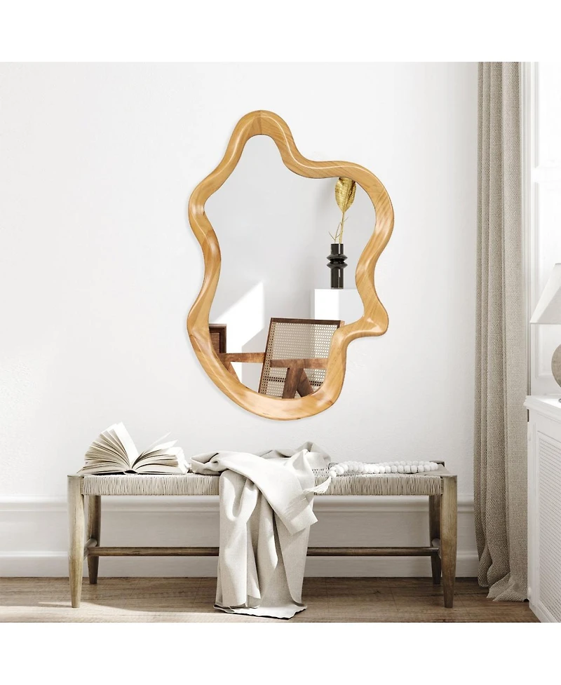 Laoties Modern Decorative Irregular Vanity Mirror with Engineered Wood Frame for Living Room and Bathroom