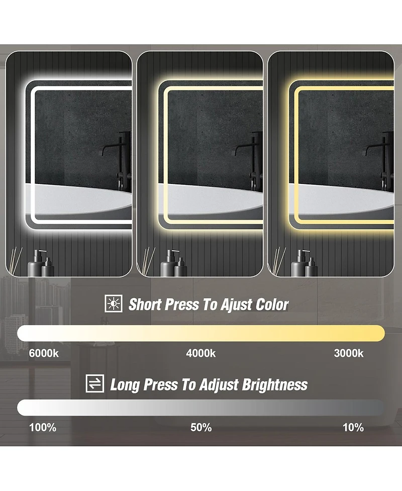 Laoties 36" x 36" Led Bathroom Vanity Mirror, Square Wall Mounted Lighted Mirror with Anti-Fog and Dimmable Lights