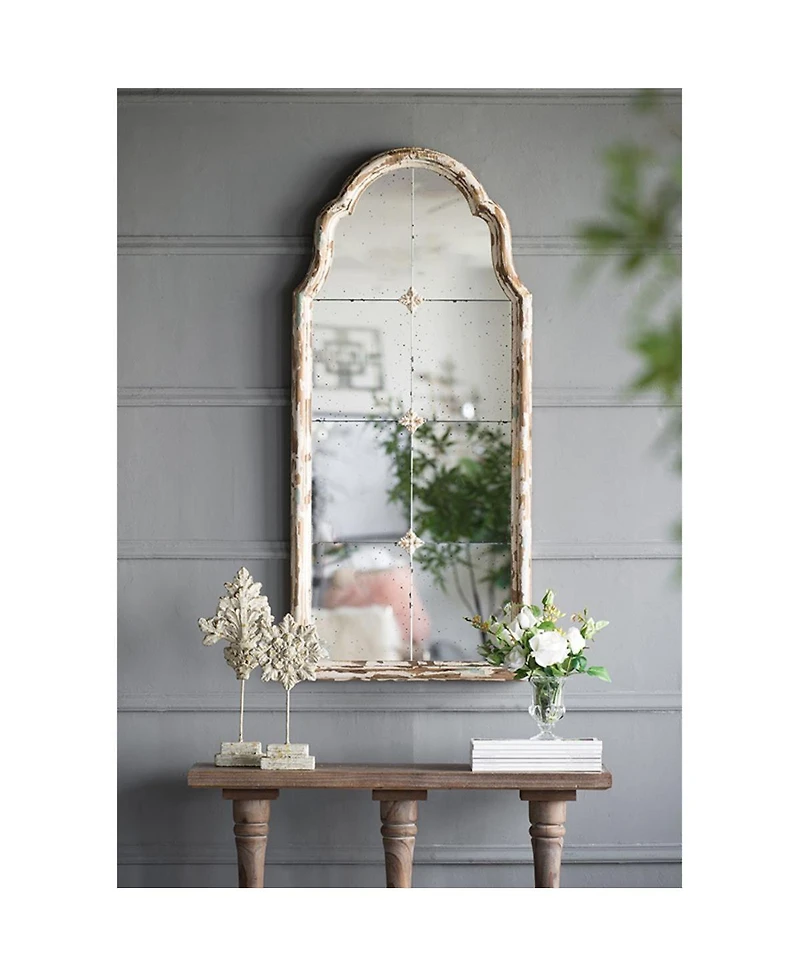 Laoties 48" x 22" Arched Windowpane Wall Mirror for Entryway and Living Room
