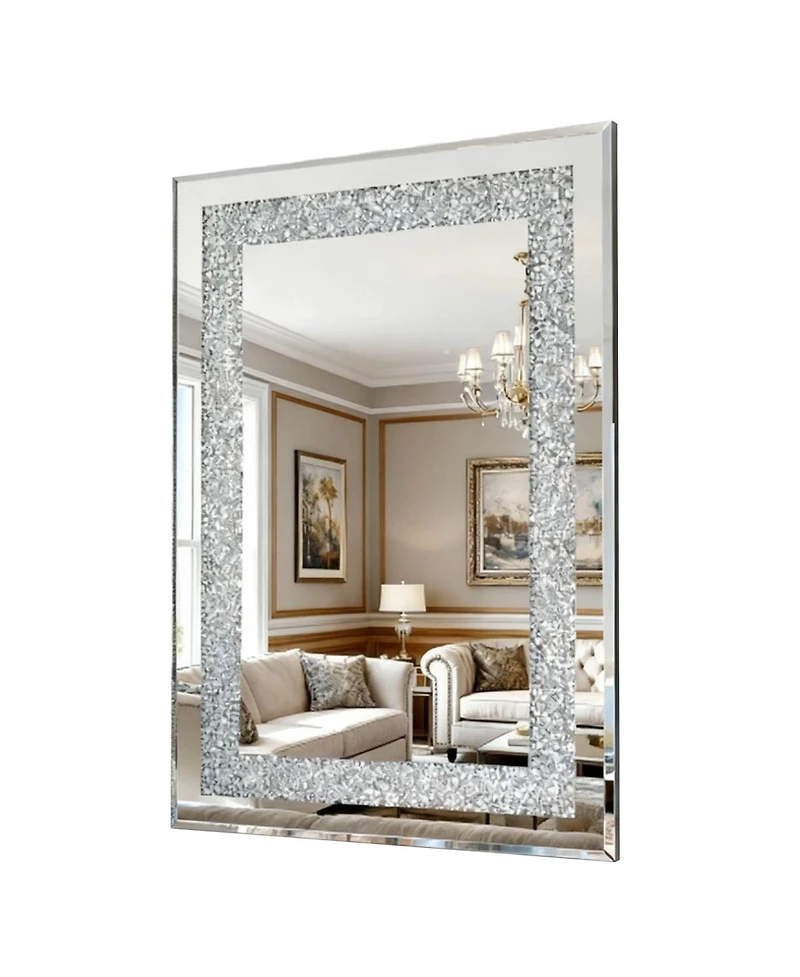 Laoties 36" x 24" Luxury Diamond Wall Mirror Decorative Vanity Mirror for Entryway and Living Room