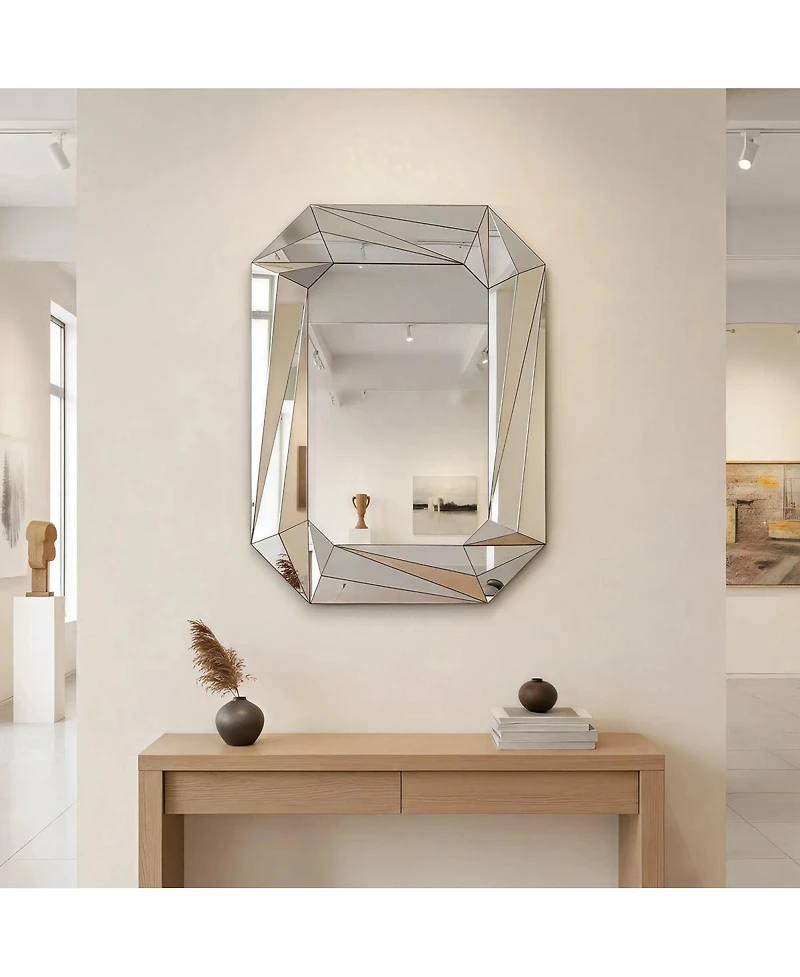 Laoties Diamond Wall Mirror, Modern Frameless Accent Mirror for Living Room, Entryway and Bathroom