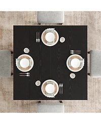 homfan Square 47.2 Inch Dining Table for 4 to 6, 2 Tier Storage Shelf, Walnut Waterproof Design, 350Lbs Capacity, Anti Wobble Triangle Legs