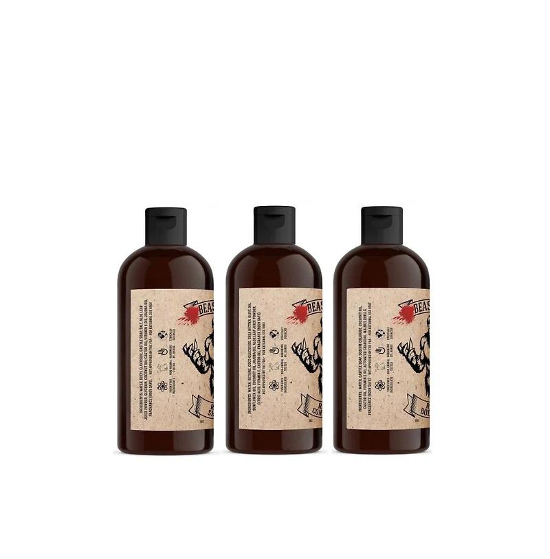 Johnny Slicks Beast Shower Set Shampoo, Conditioner and Body Wash 3 Piece Set Rugged Scent