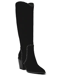 Nine West Women's Rosco Suede Whipstitch Block Heel Tall Boots