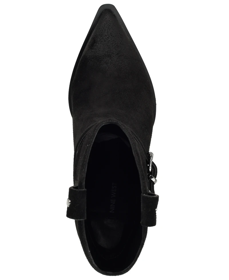 Nine West Women's Weslie Suede Block Heel Western Booties