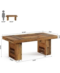 Tribesigns 63" Large Executive Desk, Farmhouse Computer Office Desk Wooden Writing Table