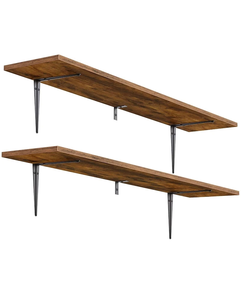 Slickblue Set of 2 Floating Shelves for Wall with Metal Brackets for Display