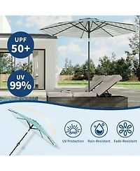 homfan Outdoor Patio Umbrella - Uv Resistant, 8 Strong Ribs, Crank Lift, Tilt Function Garden, Pool, Deck And