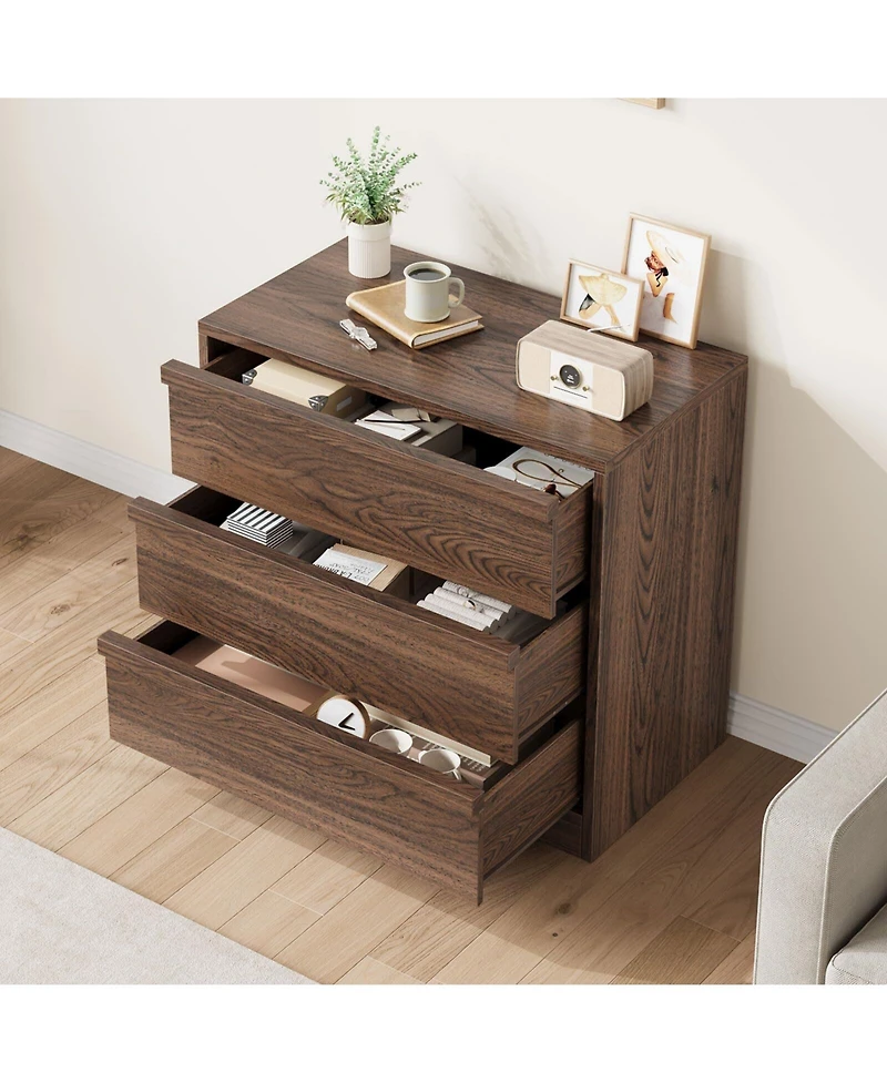 gaomon 3-Drawer Dresser for Bedroom, Natural Oak Wooden Nightstand Chest with Large Storage