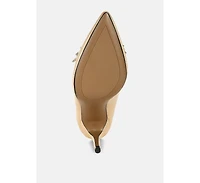 Rhodolia Diamante Brooch Detail Satin Pumps