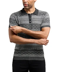 Xray Men's Allover Jacquard Sweater Polo