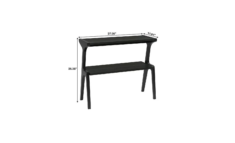 Slickblue 2-Tier Slim End Table Solid Wood Sofa Side with Storage Shelf