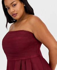 B Darlin Trendy Plus Ruffled Strapless Gown