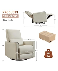 homfan Manual Swivel Rocking Recliner Chair – High Backrest, Padded Armrests, Lumbar Support, Ergonomic Single Sofa for Living Room, Nursery, or Home