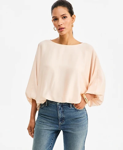 I.n.c. International Concepts Women's Elbow-Sleeve Bubble Boat Neck Blouse, Macy's Exclusive