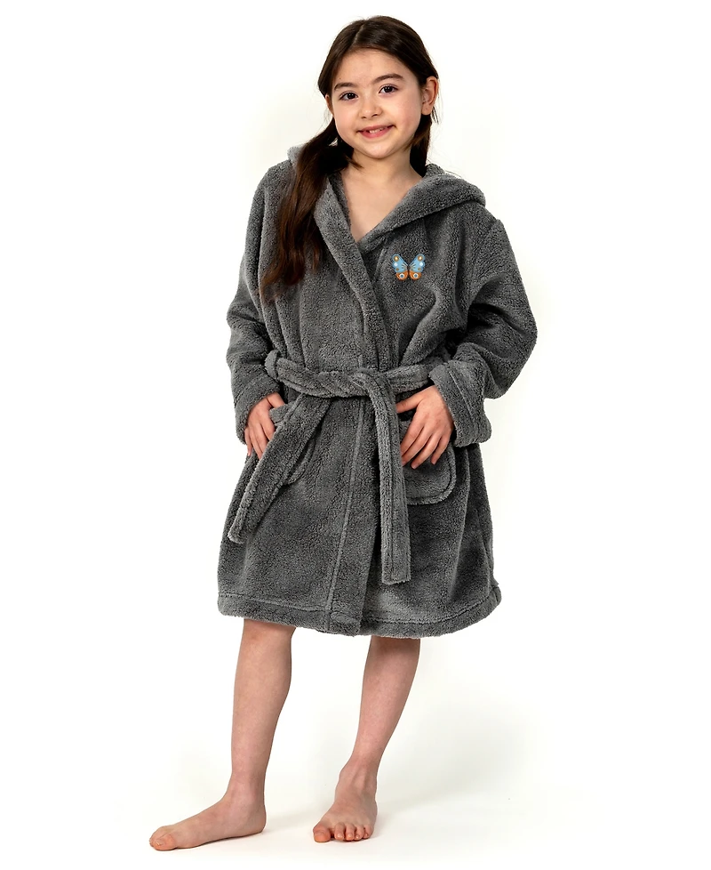 Linum Home Kids Butterfly Super Plush Double-Brushed Hooded Bathrobe