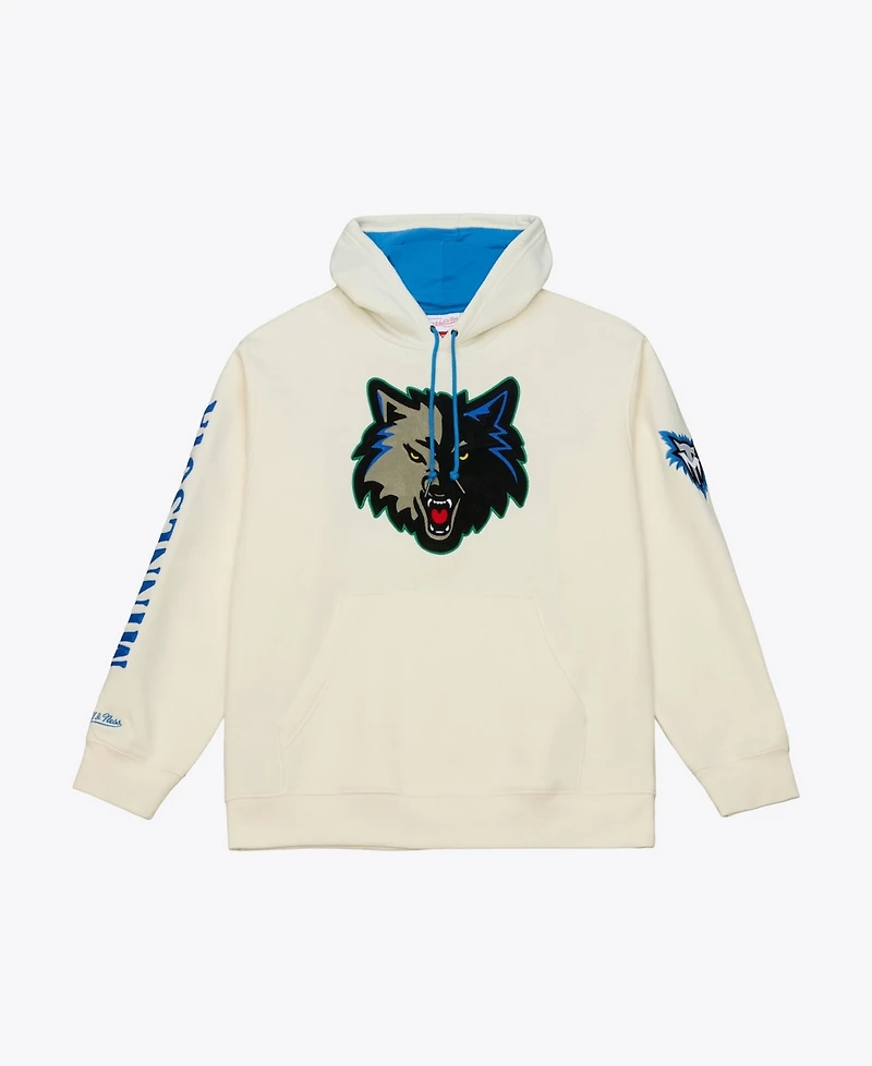 Mitchell & Ness Men's Cream Minnesota Timberwolves Hardwood Classics Chainstitch Premium Fleece Hoodie