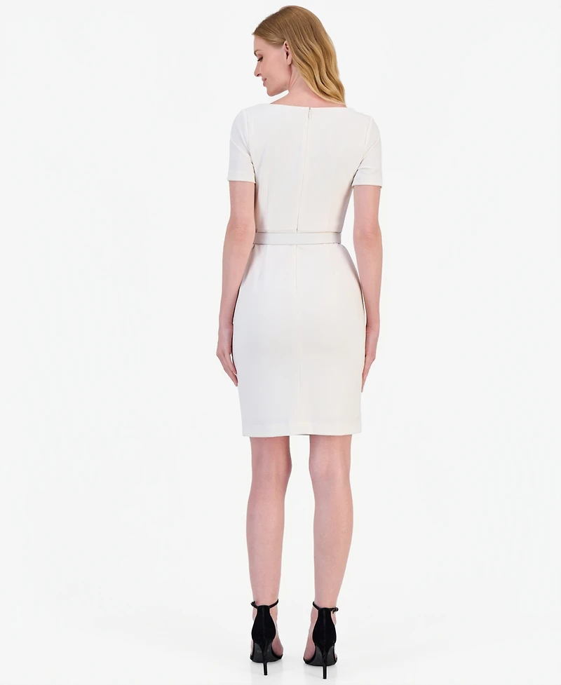 Anne Klein Women's Asymmetric-Neck Scuba Sheath Dress