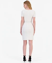 Anne Klein Women's Asymmetric-Neck Scuba Sheath Dress