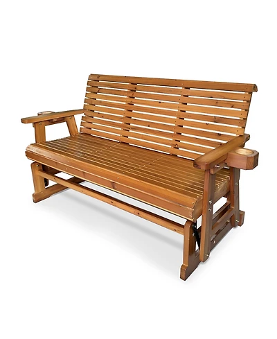Mega Casa 5 Foot 3-Seater Patio Glider with Cup Holders, High Roll Back and Deep Contoured Seat
