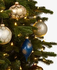 Holiday Lane Opulence Set of 8 Glass Gold, White and Blue Mixed Ornaments, Macy's Exclusive