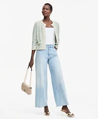 I.n.c. International Concepts Women's Eyelash Crewneck Short-Sleeve Cardigan, Macy's Exclusive