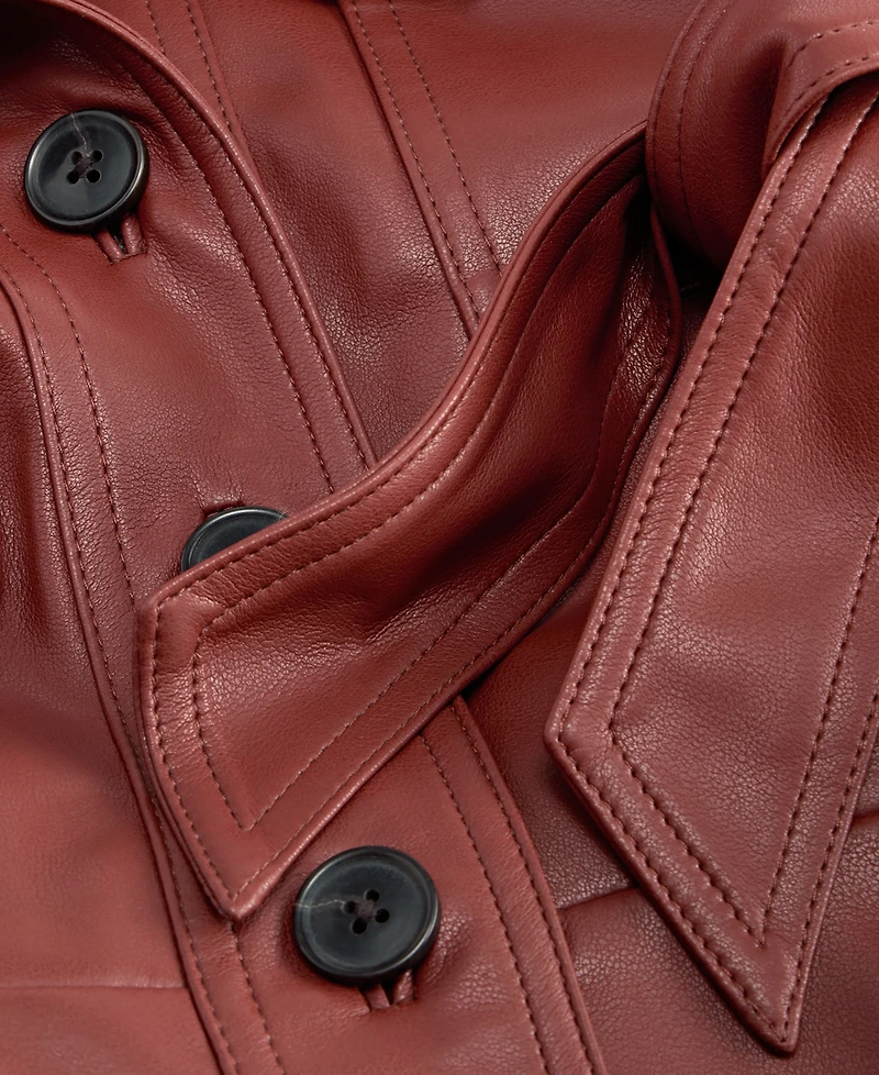 I.n.c. International Concepts Women's Belted Faux Leather Peplum Shirt Jacket, Macy's Exclusive