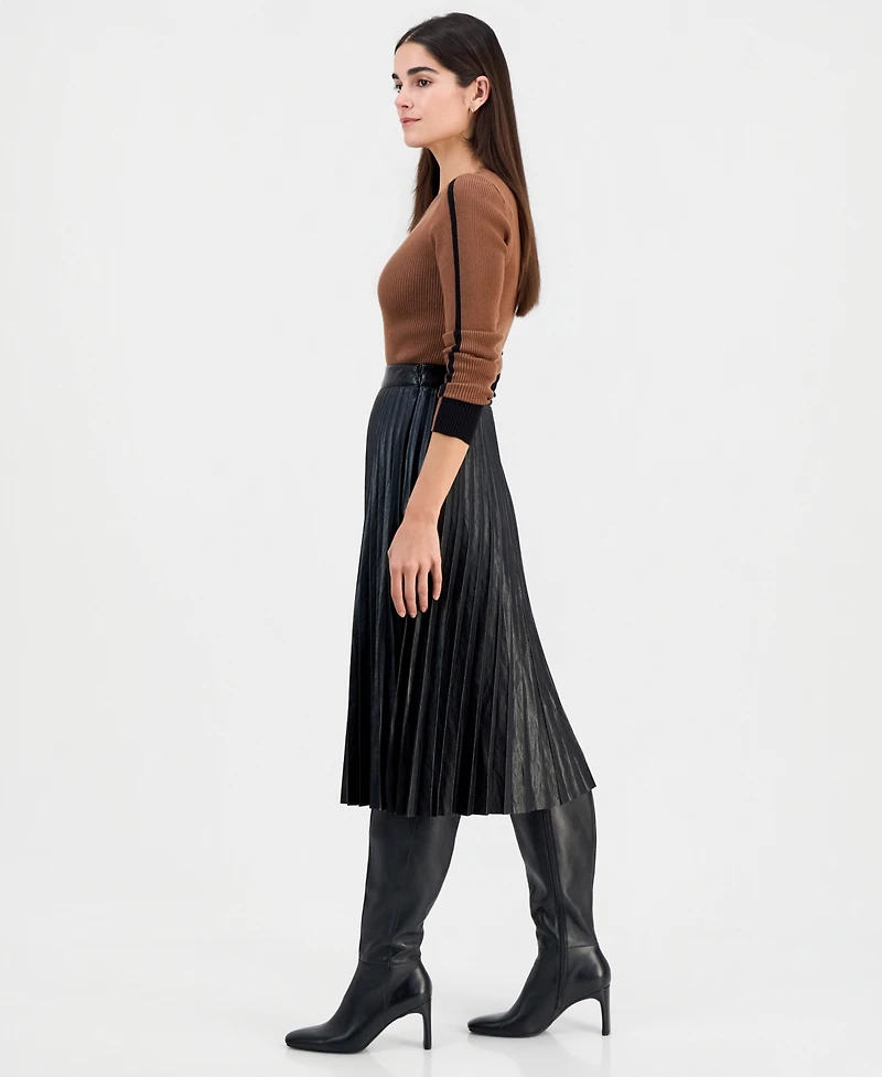 T Tahari Women's Pleated Midi Skirt
