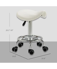 Homcom Saddle Stool Adjustable Rolling Salon Chair for Massage Spa