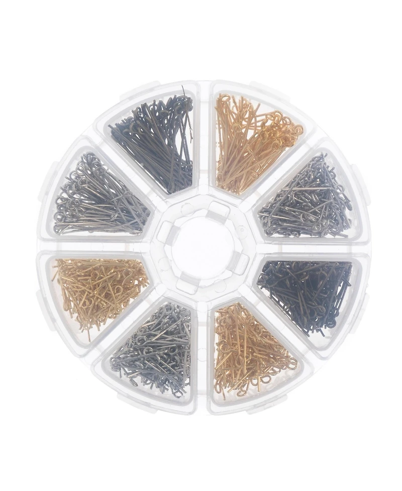 John Bead 8-Slot Eye Pins Jewelry Findings Kit Assortment, 1000pcs