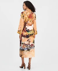 T Tahari Women's Printed Belted Shirtdress
