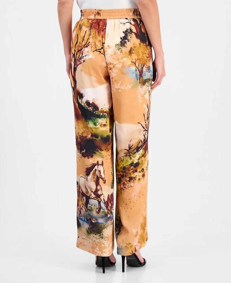 T Tahari Women's Printed Pull-On High-Rise Pants