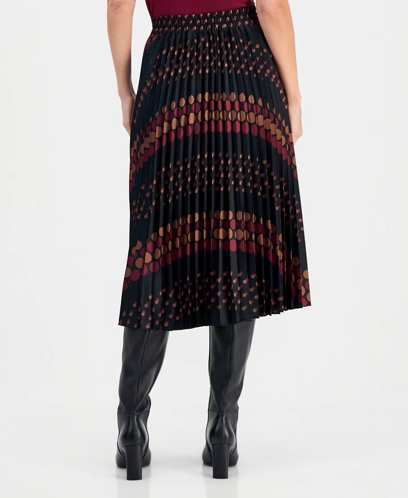 T Tahari Women's Printed Pull-On Pleated Midi Skirt