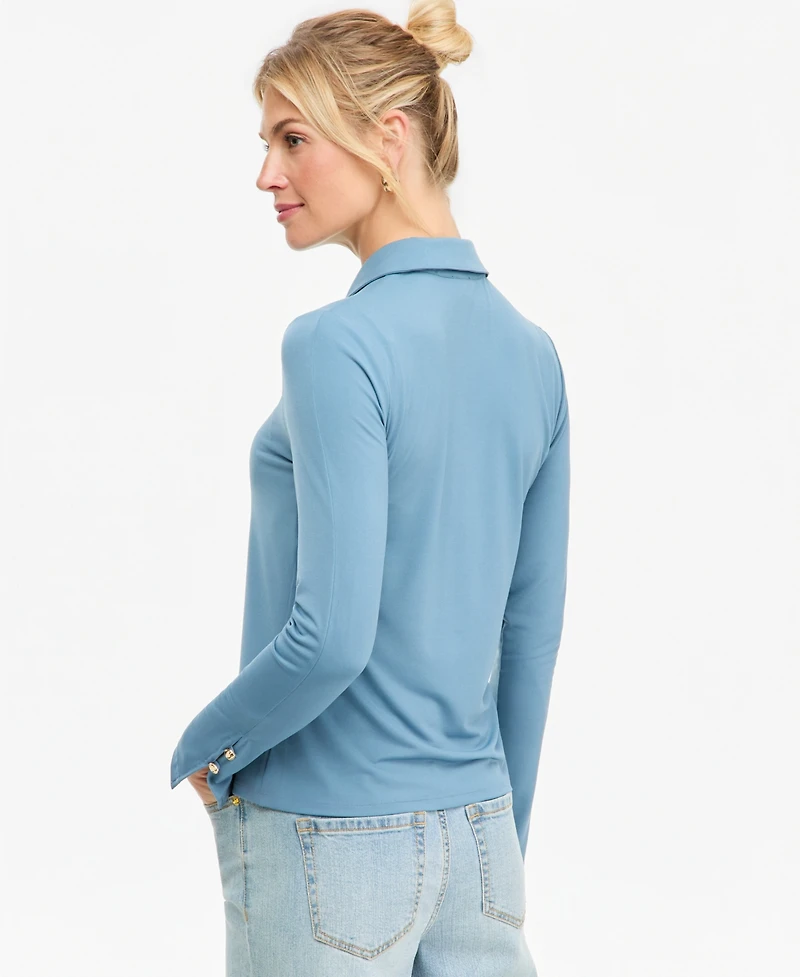 I.n.c. International Concepts Women's Long-Sleeve Collared Keyhole Blouse, Macy's Exclusive