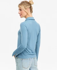 I.n.c. International Concepts Women's Long-Sleeve Collared Keyhole Blouse, Macy's Exclusive